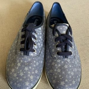 Keds Discontinued Pattern Stars Navy WF44951 New Size 10M Shimmer